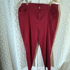 Avenue Denim Red Jeans Womens Size 24 A Straight Leg Butter Denim Smooth